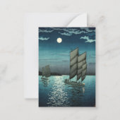 Tsuchiya Koitsu - Boten bij Shinagawa, Nacht Notitiekaartje (Voorkant)