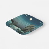 Tsuchiya Koitsu - Boten bij Shinagawa, Nacht Papieren Bordje (Gebogen)