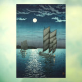 Tsuchiya Koitsu - Boten bij Shinagawa, Nacht Raamsticker (Vel 3)