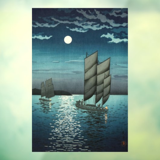 Tsuchiya Koitsu - Boten bij Shinagawa, Nacht Raamsticker (Vel 3)