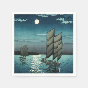 Tsuchiya Koitsu - Boten bij Shinagawa, Nacht Servet