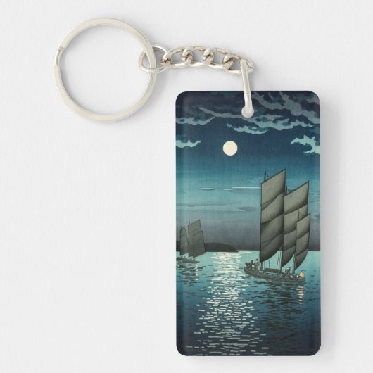 Tsuchiya Koitsu - Boten bij Shinagawa, Nacht Sleutelhanger (Voorkant)