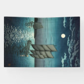 Tsuchiya Koitsu - Boten bij Shinagawa, Nacht Spandoek (Horizontaal)