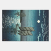 Tsuchiya Koitsu - Botens bij Shinagawa, Nacht Inpakpapier Vel (Voorkant 2)