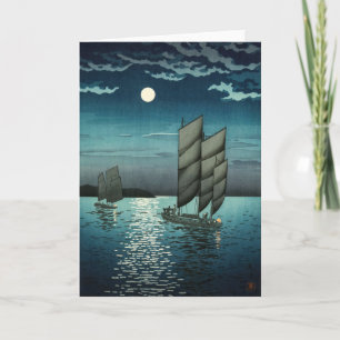 Tsuchiya Koitsu - Botens bij Shinagawa, Nacht Kaart