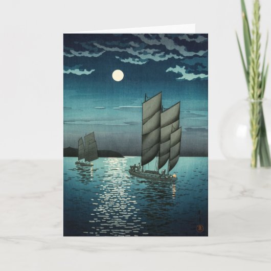 Tsuchiya Koitsu - Botens bij Shinagawa, Nacht Kaart (Voorkant)