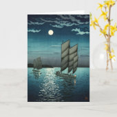 Tsuchiya Koitsu - Botens bij Shinagawa, Nacht Kaart (Gele Bloem)