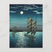 Tsuchiya Koitsu - Botens bij Shinagawa, 's nachts Briefkaart (Voorkant)