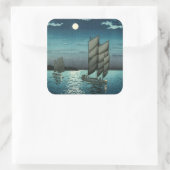 Tsuchiya Koitsu - Botens bij Shinagawa, 's Nachts Vierkante Sticker (Tas)