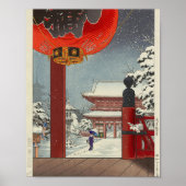 Tsuchiya Koitsu een winterdag in de tempel asakusa Poster (Voorkant)