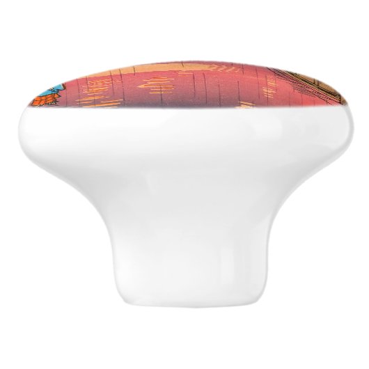 Tsuchiya Koitsu - Evening in Ushigome Keramische Knop (Zijkant)