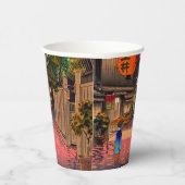 Tsuchiya Koitsu - Evening in Ushigome Papieren Bekers (Rechts)