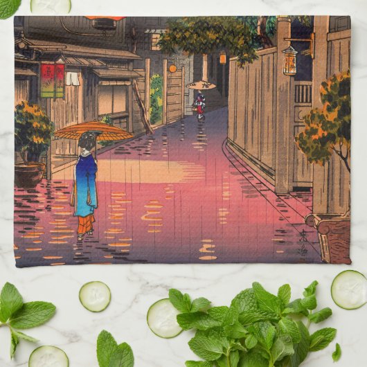 Tsuchiya Koitsu - Evening in Ushigome Theedoek (Gevouwen)