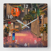 Tsuchiya Koitsu - Evening in Ushigome Vierkante Klok (Voorkant)