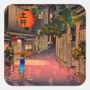 Tsuchiya Koitsu - Evening in Ushigome Vierkante Sticker