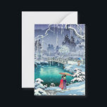 Tsuchiya Koitsu - Lente sneeuw bij Maruyama Notitiekaartje<br><div class="desc">Lente sneeuw bij Maruyama,  Kyoto (Haru no yuki,  Kyoto Maruyama) - Tsuchiya Koitsu,  Kleur houtsnede,  1936</div>