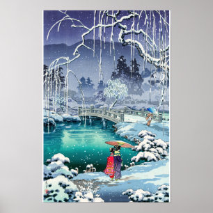 Tsuchiya Koitsu - Lente sneeuw bij Maruyama Poster
