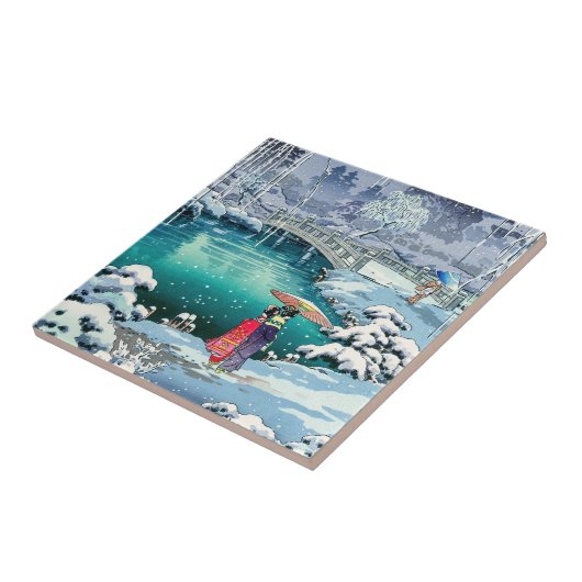 Tsuchiya Koitsu - Lente sneeuw bij Maruyama Tegeltje (Zijkant)