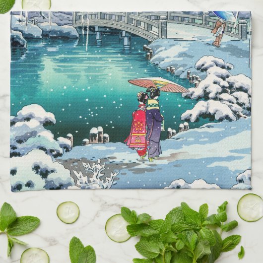 Tsuchiya Koitsu - Lente sneeuw bij Maruyama Theedoek (Gevouwen)