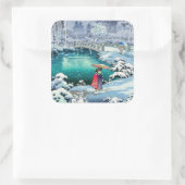 Tsuchiya Koitsu - Lente sneeuw bij Maruyama Vierkante Sticker (Tas)