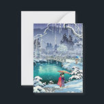 Tsuchiya Koitsu - Lentewneeuw bij Maruyama Notitiekaartje<br><div class="desc">Lentewneeuw bij Maruyama, Kyoto (Haru no yuki, Kyoto Maruyama) - Tsuchiya Koitsu, Kleurenhoutsnede, 1936</div>