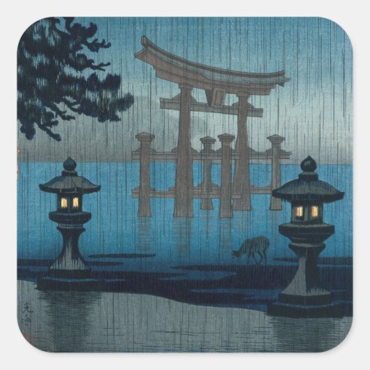 Tsuchiya Koitsu - Miyajima in de regen Vierkante Sticker (Voorkant)