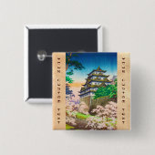 Tsuchiya Koitsu Nagoya Castle shin hanga Vierkante Button 5,1 Cm (Voorkant /achterkant)