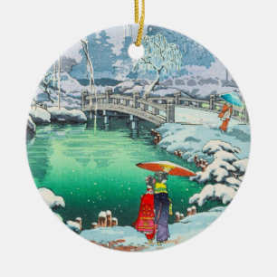 Tsuchiya Koitsu schetsen van beroemde plaatsen in  Keramisch Ornament