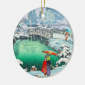 Tsuchiya Koitsu schetsen van beroemde plaatsen in  Keramisch Ornament (Links)