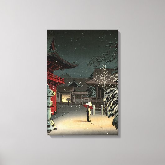 Tsuchiya Koitsu - Sneeuw bij het Nezu-schrijn Canvas Afdruk (Voorkant)