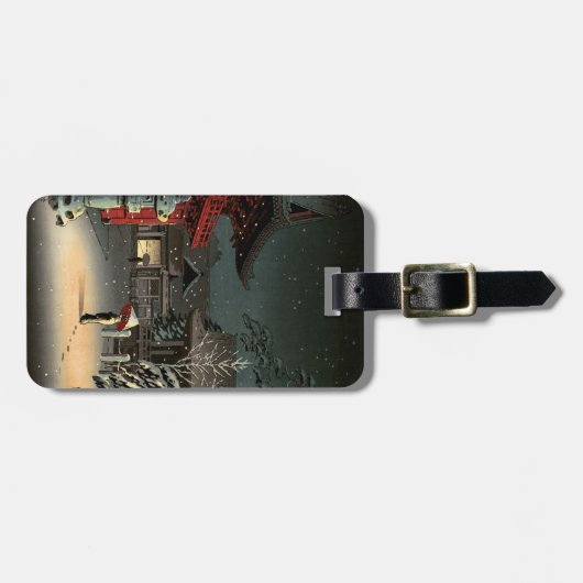 Tsuchiya Koitsu - Sneeuw bij Nezu-schrijn Bagagelabel (Voorkant horizontaal)