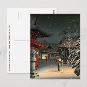 Tsuchiya Koitsu - Sneeuw bij Nezu Schrijn Briefkaart