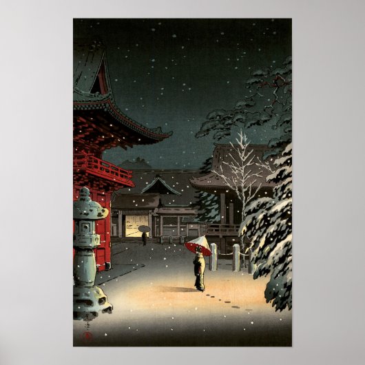 Tsuchiya Koitsu - Sneeuw bij Nezu Schrijn Poster (Voorkant)