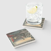 Tsuchiya Koitsu - Sneeuw bij Nezu-schrijn Stenen Onderzetter (Zijkant)