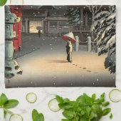 Tsuchiya Koitsu - Sneeuw bij Nezu-schrijn Theedoek (Gevouwen)