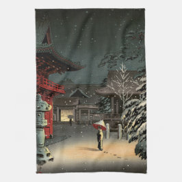 Tsuchiya Koitsu - Sneeuw bij Nezu-schrijn Theedoek