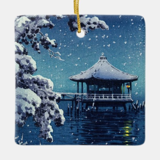 Tsuchiya Koitsu - Sneeuw op de Ukimido bij Katada Keramisch Ornament (Voorkant)