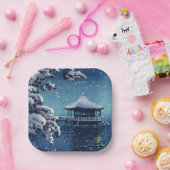 Tsuchiya Koitsu - Sneeuw op de Ukimido bij Katada Papieren Bordje (Feest)