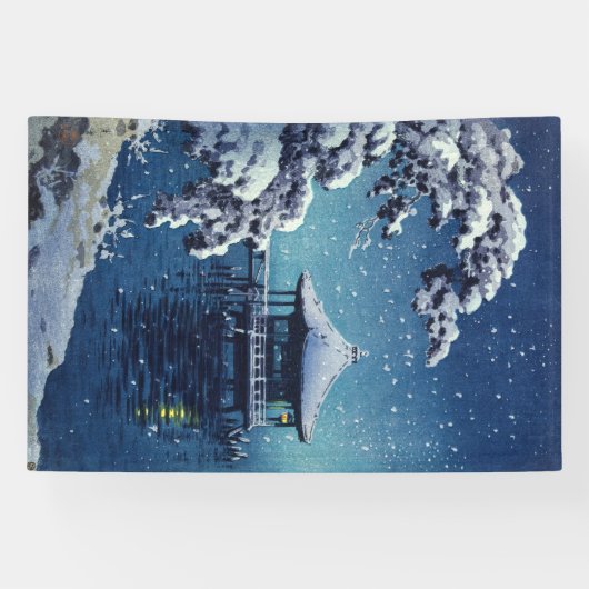 Tsuchiya Koitsu - Sneeuw op de Ukimido bij Katada Spandoek (Horizontaal)