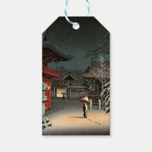 Tsuchiya Koitsu - Sneeuw op Nezu Shrine Cadeaulabel
