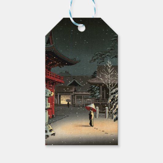 Tsuchiya Koitsu - Sneeuw op Nezu Shrine Cadeaulabel (Voorkant)