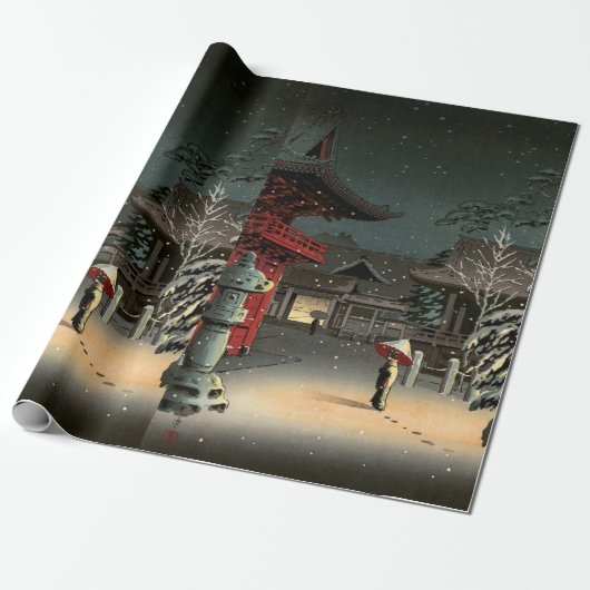 Tsuchiya Koitsu - Sneeuw op Nezu Shrine Cadeaupapier (Uitgerold)