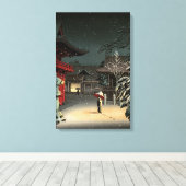 Tsuchiya Koitsu - Sneeuw op Nezu Shrine Canvas Afdruk (Insitu (Houten vloer))