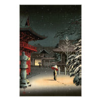 Tsuchiya Koitsu - Sneeuw op Nezu Shrine
