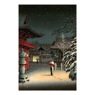 Tsuchiya Koitsu - Sneeuw op Nezu Shrine Foto Afdruk