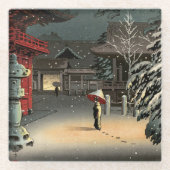 Tsuchiya Koitsu - Sneeuw op Nezu Shrine Glazen Onderzetter (Voorkant)