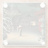 Tsuchiya Koitsu - Sneeuw op Nezu Shrine Glazen Onderzetter (Achterkant)