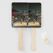 Tsuchiya Koitsu - Sneeuw op Nezu Shrine Handwaaier (Voorkant en achterkant)