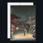 Tsuchiya Koitsu - Sneeuw op Nezu Shrine Kaart<br><div class="desc">Sneeuw op Nezu Shrine / Voman in Snow - Tsuchiya Koitsu,  Woodblock color print,  1934</div>