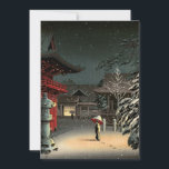 Tsuchiya Koitsu - Sneeuw op Nezu Shrine Kaart<br><div class="desc">Sneeuw op Nezu Shrine / Voman in Snow - Tsuchiya Koitsu,  Woodblock color print,  1934</div>